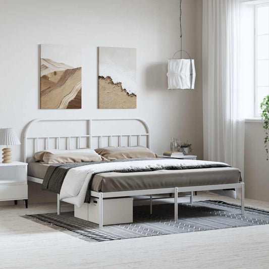 Bed Frame | White | Powder-Coated Steel | Double | Bed Frame