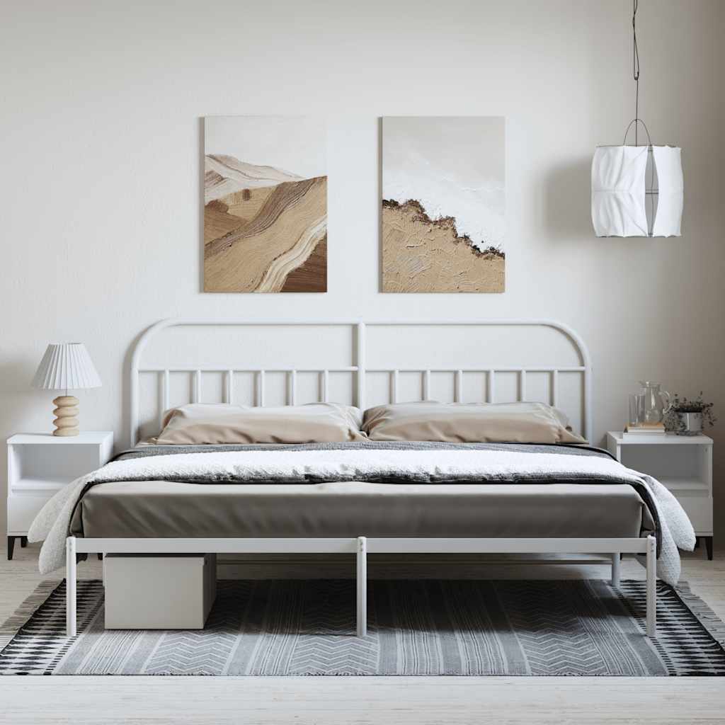 Bed Frame | White | Powder-coated steel | 193x203 cm | Bed Frame