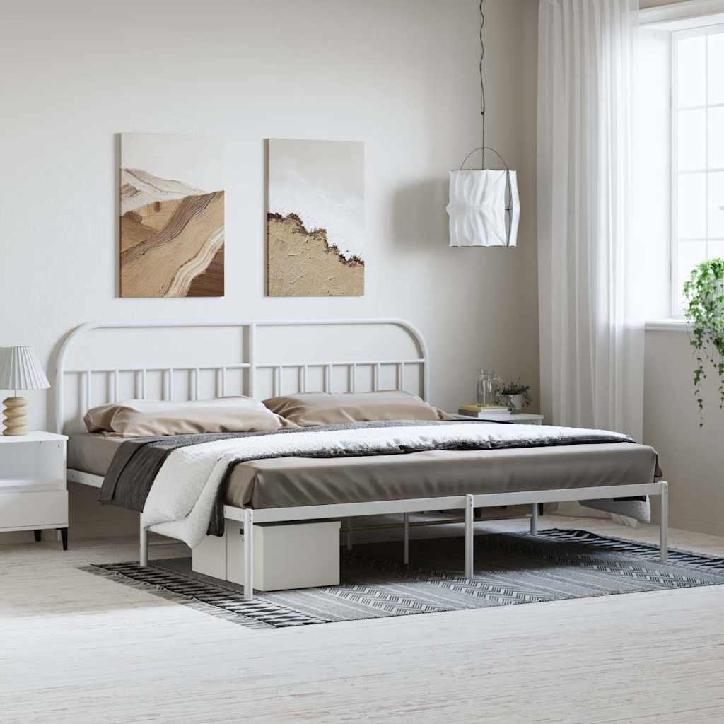 Bed Frame | White | Powder-coated steel | 193x203 cm | Bed Frame