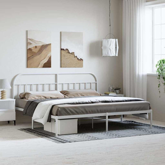 Bed Frame | White | Powder-coated steel | 193x203 cm | Bed Frame
