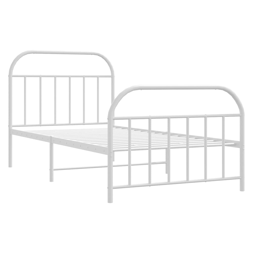 Bed Frame | White | Steel | Single | Bed Frame | Rectangular |  Durable