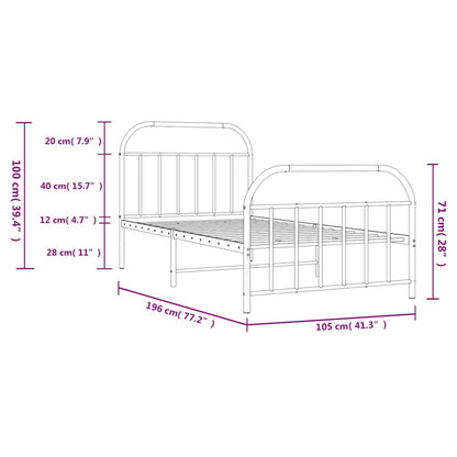 Bed Frame | White | Steel | Single | Bed Frame | Rectangular |  Durable