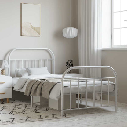 Bed Frame | White | Steel | Single | Bed Frame | Rectangular |  Durable