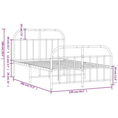 Bed Frame | White | Powder-Coated Steel | Small Double | Bed Frame