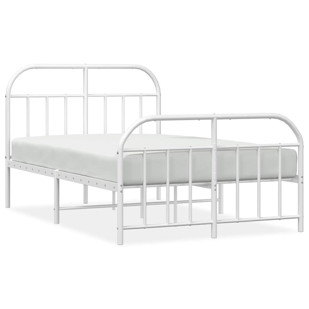 Metal Bed Frame without Mattress with Footboard White 120x200cm