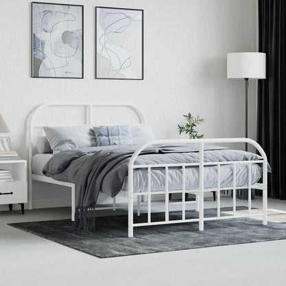 Metal Bed Frame without Mattress with Footboard White 120x200cm
