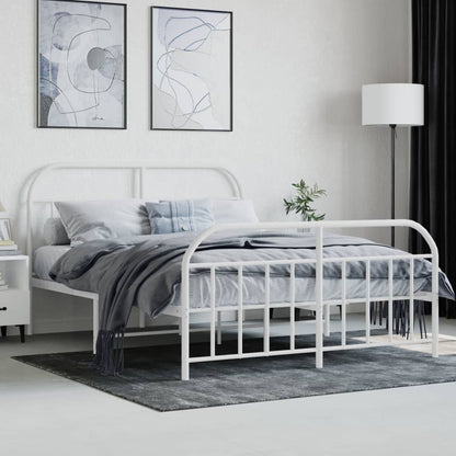 Bed Frame | White | Powder-Coated Steel | Double | Bed Frame