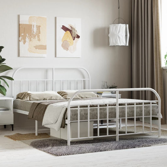 Bed Frame | White | Powder-Coated Steel | Double | Bed Frame