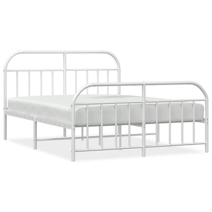 Metal Bed Frame without Mattress with Footboard White 150x200cm