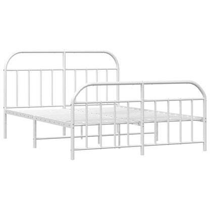 Metal Bed Frame without Mattress with Footboard White 150x200cm