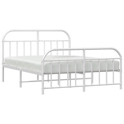 Metal Bed Frame without Mattress with Footboard White 150x200cm