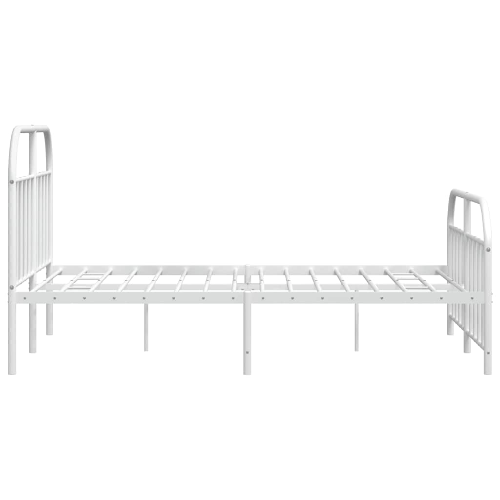 Metal Bed Frame without Mattress with Footboard White 150x200cm