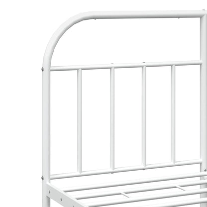 Metal Bed Frame without Mattress with Footboard White 150x200cm