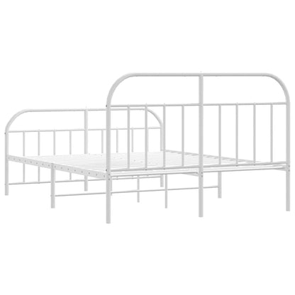 Metal Bed Frame without Mattress with Footboard White 183x213cm