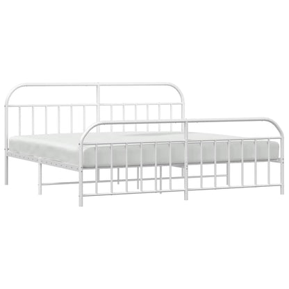 Bed Frame | White | Powder-Coated Steel | Double | Bed Frame