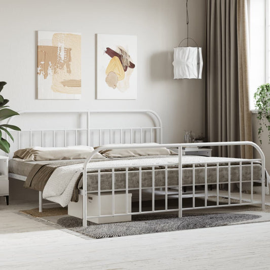 Bed Frame | White | Powder-Coated Steel | Double | Storage | Bed Frame