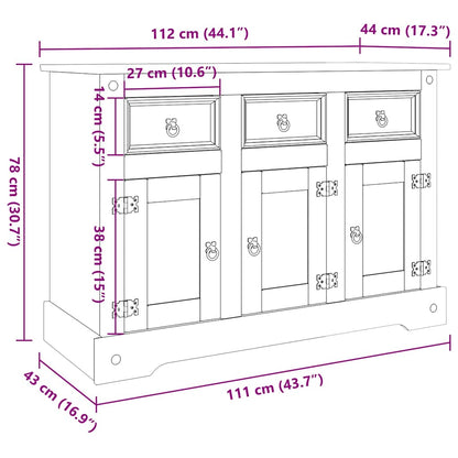 Sideboard "Corona" Brown 112x44x78 cm Solid Wood Mexican Pine