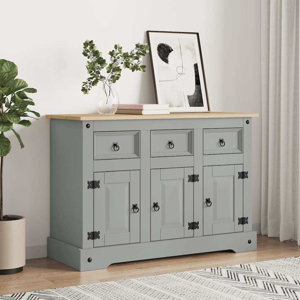 Sideboard "Corona" Grey 112x44x78 cm Solid Wood Mexican Pine