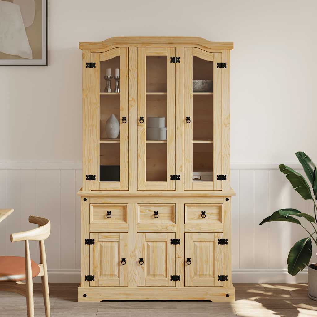 Highboard Corona Brown 112x43x196 cm Solid Wood Mexican Pine