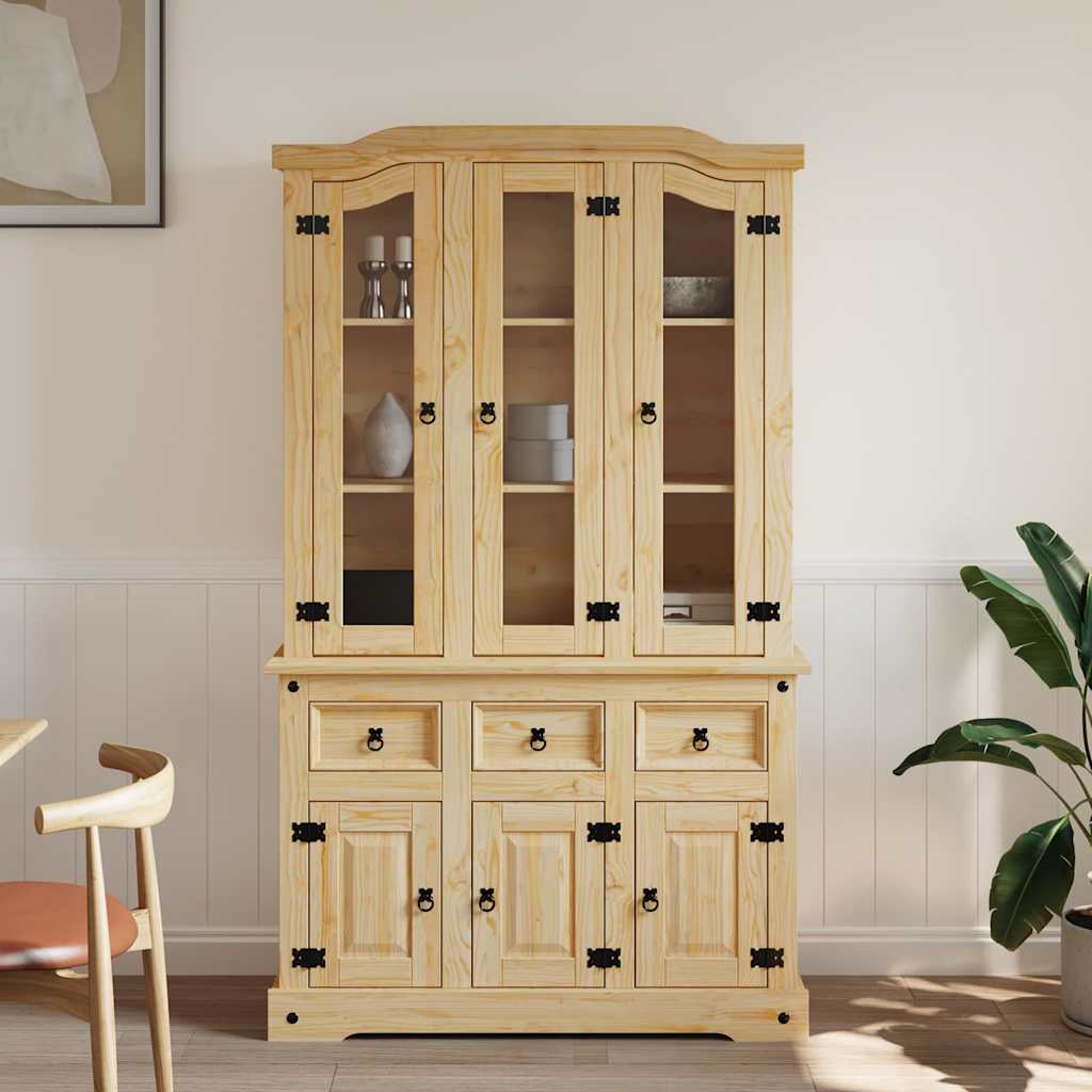 Highboard Corona Brown 112x43x191.5 cm Solid Wood Mexican Pine