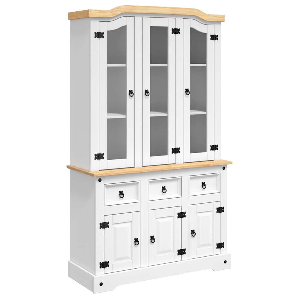 Highboard Corona White 112x43x196 cm Solid Wood Mexican Pine