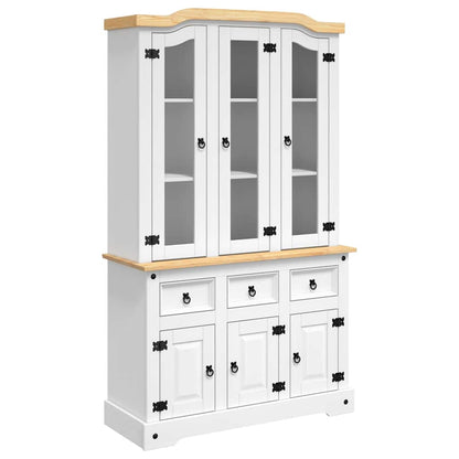 Highboard Corona White 112x43x196 cm Solid Wood Mexican Pine