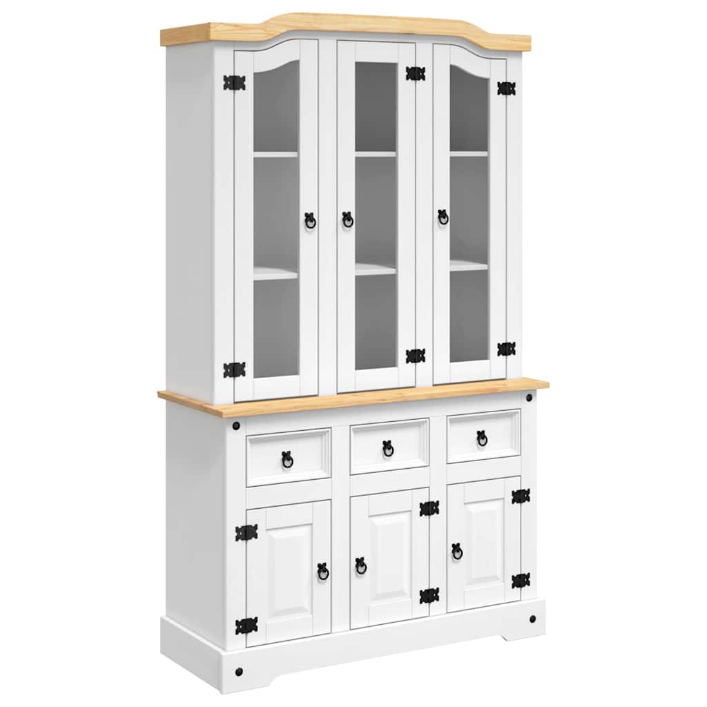 Highboard Corona White 112x43x191.5 cm Solid Wood Mexican Pine