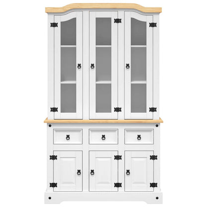 Highboard Corona White 112x43x196 cm Solid Wood Mexican Pine
