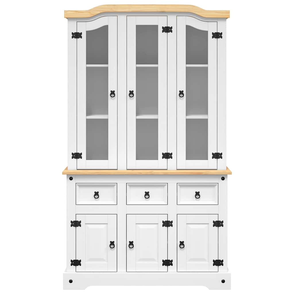 Highboard Corona White 112x43x191.5 cm Solid Wood Mexican Pine