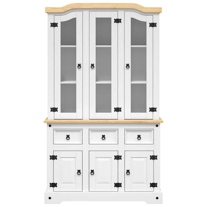 Highboard Corona White 112x43x191.5 cm Solid Wood Mexican Pine
