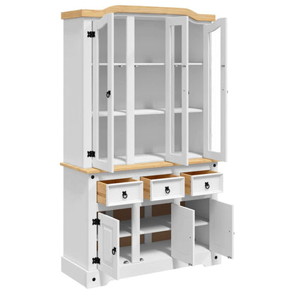 Highboard Corona White 112x43x191.5 cm Solid Wood Mexican Pine
