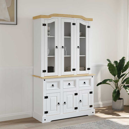 Highboard Corona White 112x43x196 cm Solid Wood Mexican Pine