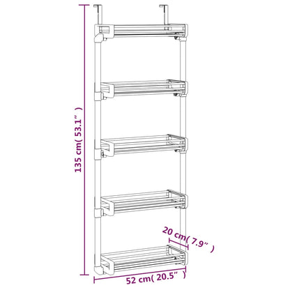 Door Organiser with 5 Shelves 52x20x135 cm Aluminium
