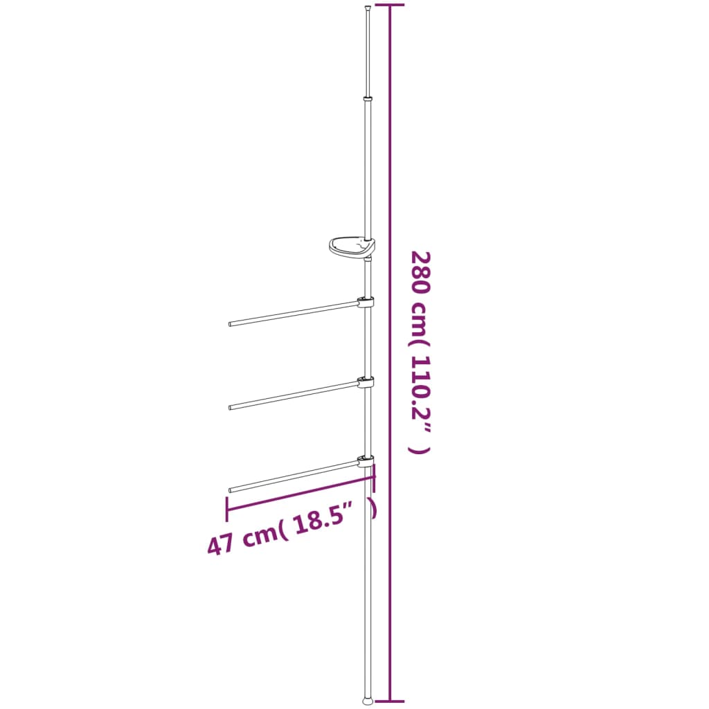 Towel Rail 47x280 cm Aluminium