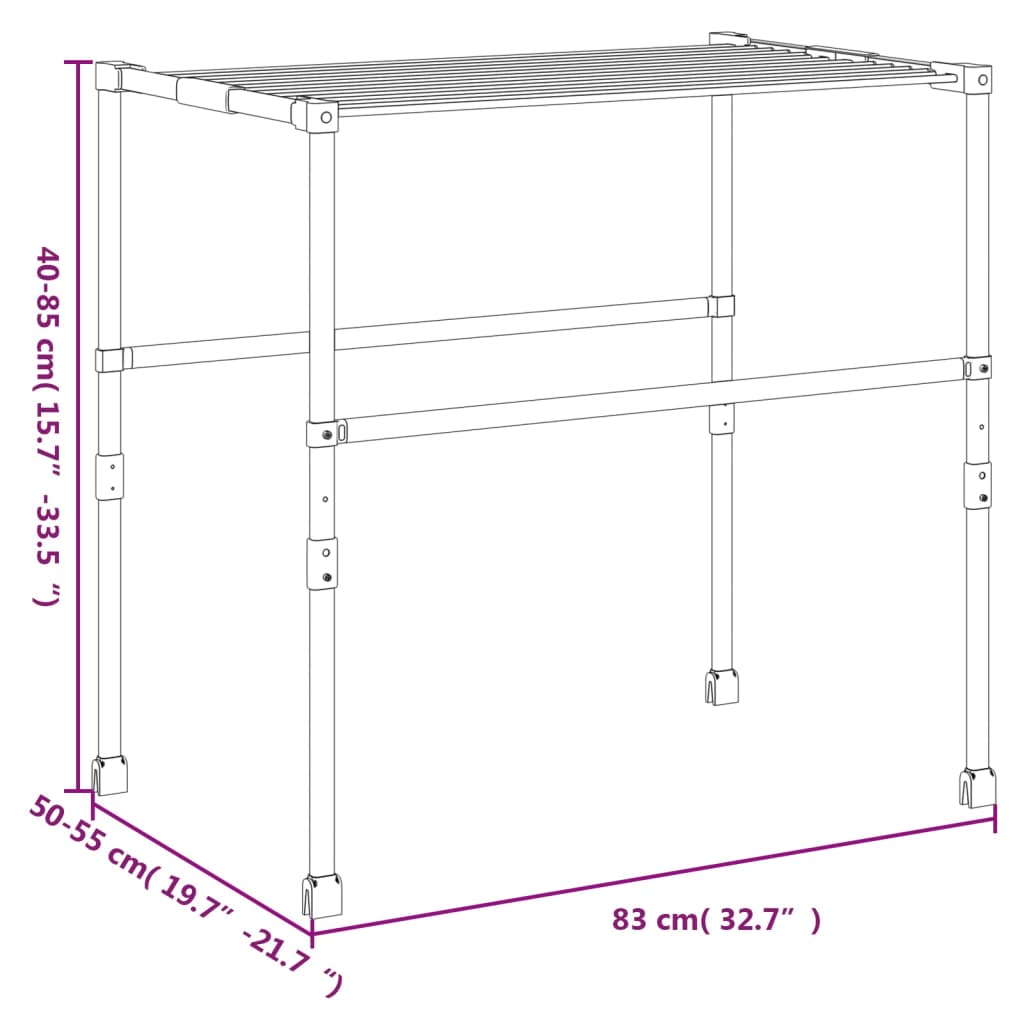 Laundry Dryer 83x(50-55)x(40-85) cm Aluminium