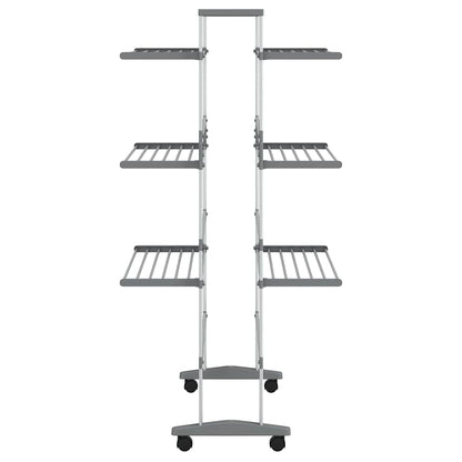 Laundry Drying Rack with Wheels 89x64x129 cm Aluminium