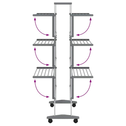 Laundry Drying Rack with Wheels 89x64x129 cm Aluminium