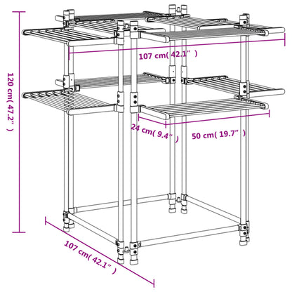Laundry Drying Rack 107x107x120 cm Aluminium