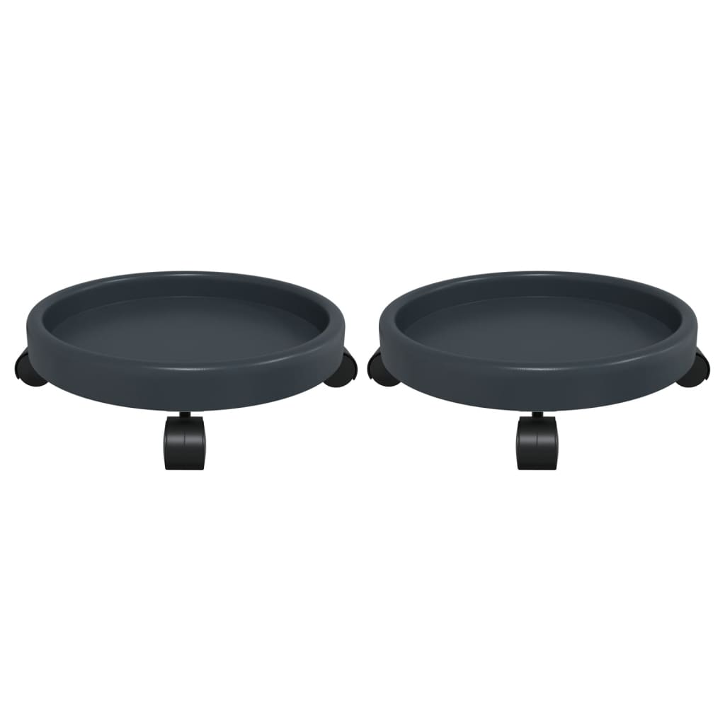 Plant Trolleys with Wheels 2 pcs Grey Diameter 34 cm 35 kg