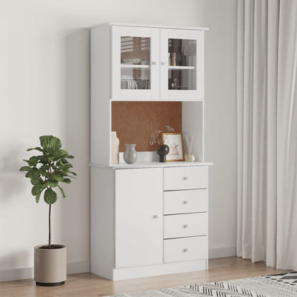 Highboard ALTA White 77x35x165 cm Solid Wood Pine