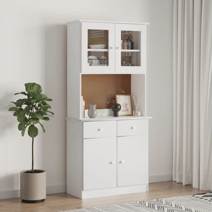 Highboard ALTA White 77x35x165 cm Solid Wood Pine