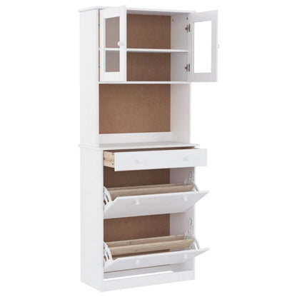 Highboard "ALTA" White 77x35x188cm Solid Wood Pine