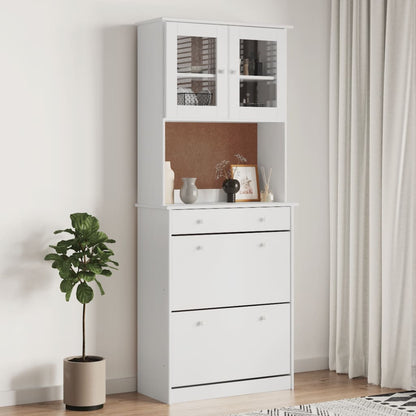 Highboard "ALTA" White 77x35x188cm Solid Wood Pine