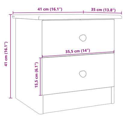 Bedside Cabinet ALTA White 41x35x41 cm Solid Wood Pine