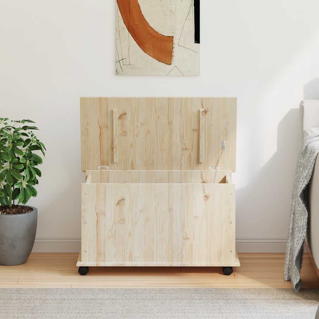 Storage Chest with Wheels ALTA 73x39.5x43 cm Solid Wood Pine
