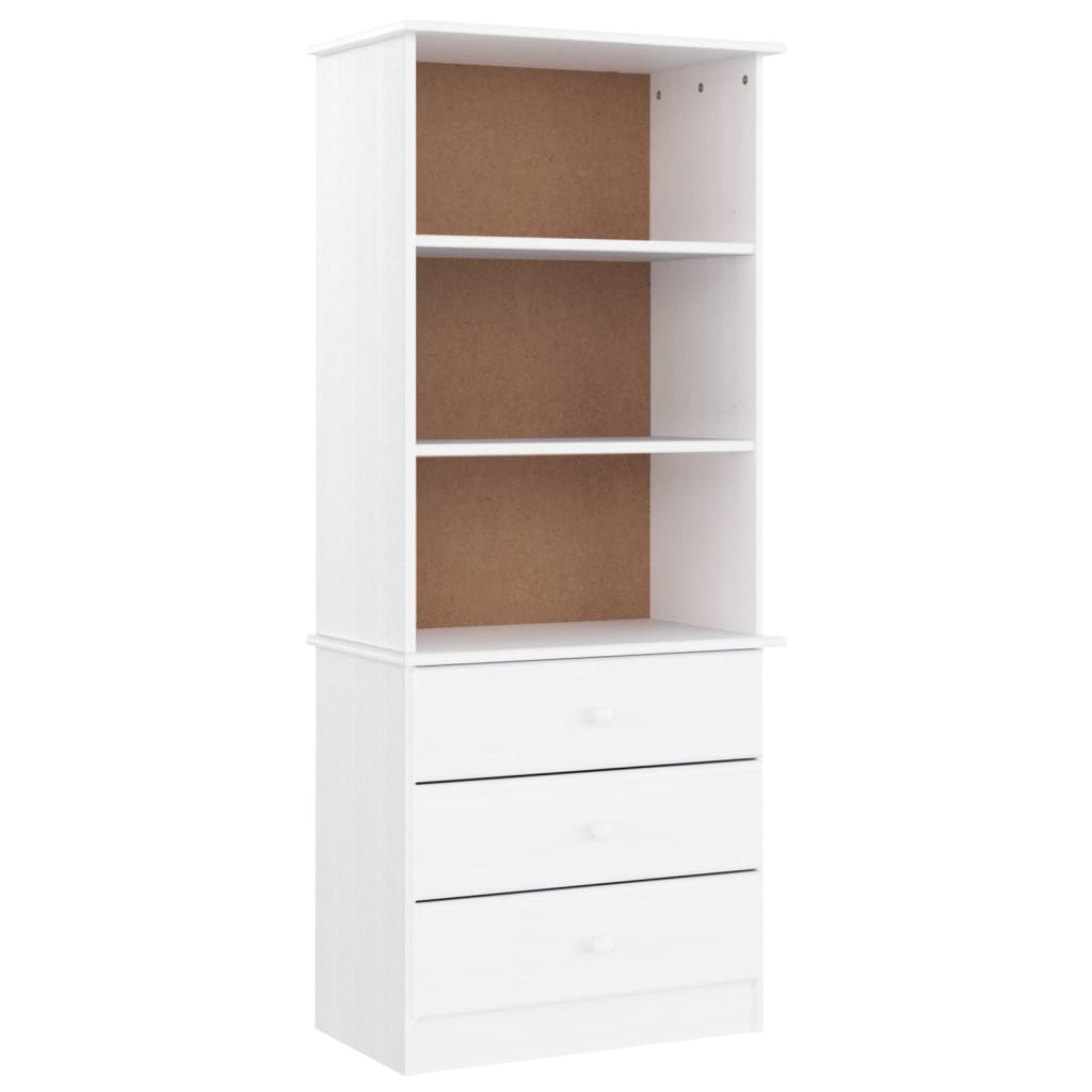 Bookcase with Drawers ALTA White 60x35x142 cm Solid Wood Pine