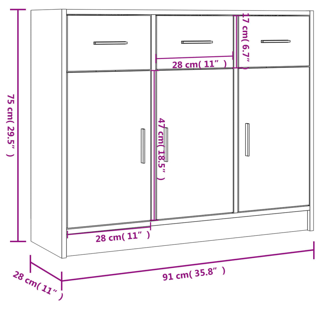 Sideboard | Smoked oak | Engineered wood | Medium | Sideboard