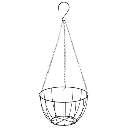 Hanging Basket Brackets with Planters 4 pcs Black Steel