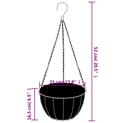 Hanging Basket Brackets with Planters 4 pcs Black Steel