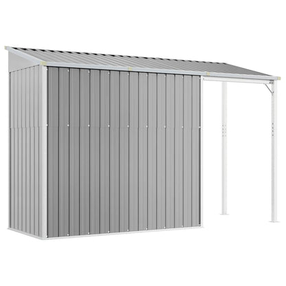 Garden Shed with Extended Roof Light Grey 277x107x181 cm Steel